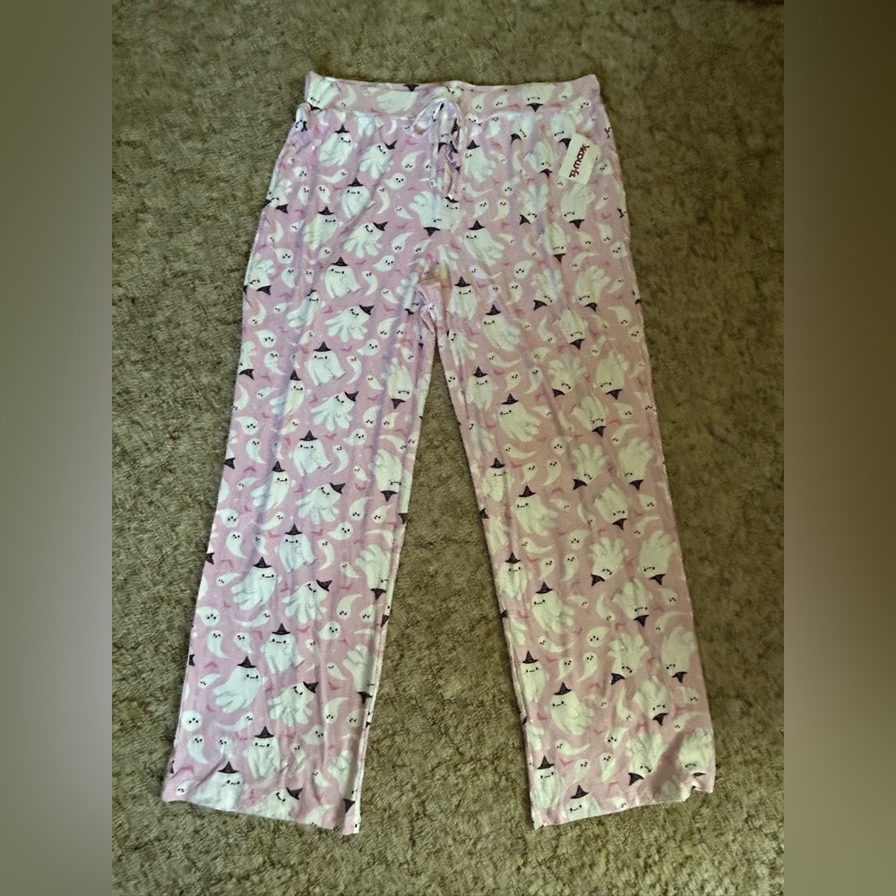 Pink Ghost Halloween Pajamas Sleep Pants